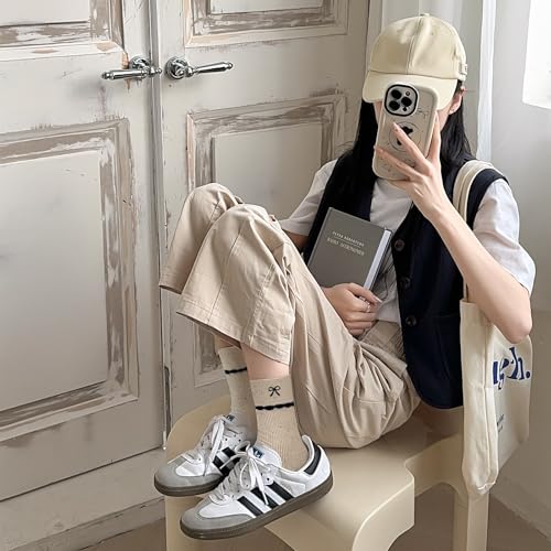 Image of Women's Cute Crew Socks, Casual Athletic Cotton Bowknot Cherry Calf Novelty Socks for Women