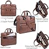 seyfocnia Men's Business Travel Briefcase Leather Messenger Bags Laptop Bag 17.3 inch Work Computer Bag Satchel Bag (Brown) #2