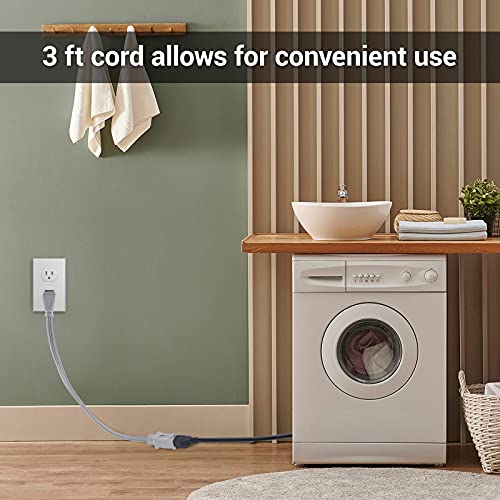 Clear Power 3Ft 14/3 Gray Air Conditioner/Major Appliance Indoor Extension Cord, Grounded Flat Plug, Perfect For Ac Units And Major Appliances, Dcic-0001-Dc #TOP5