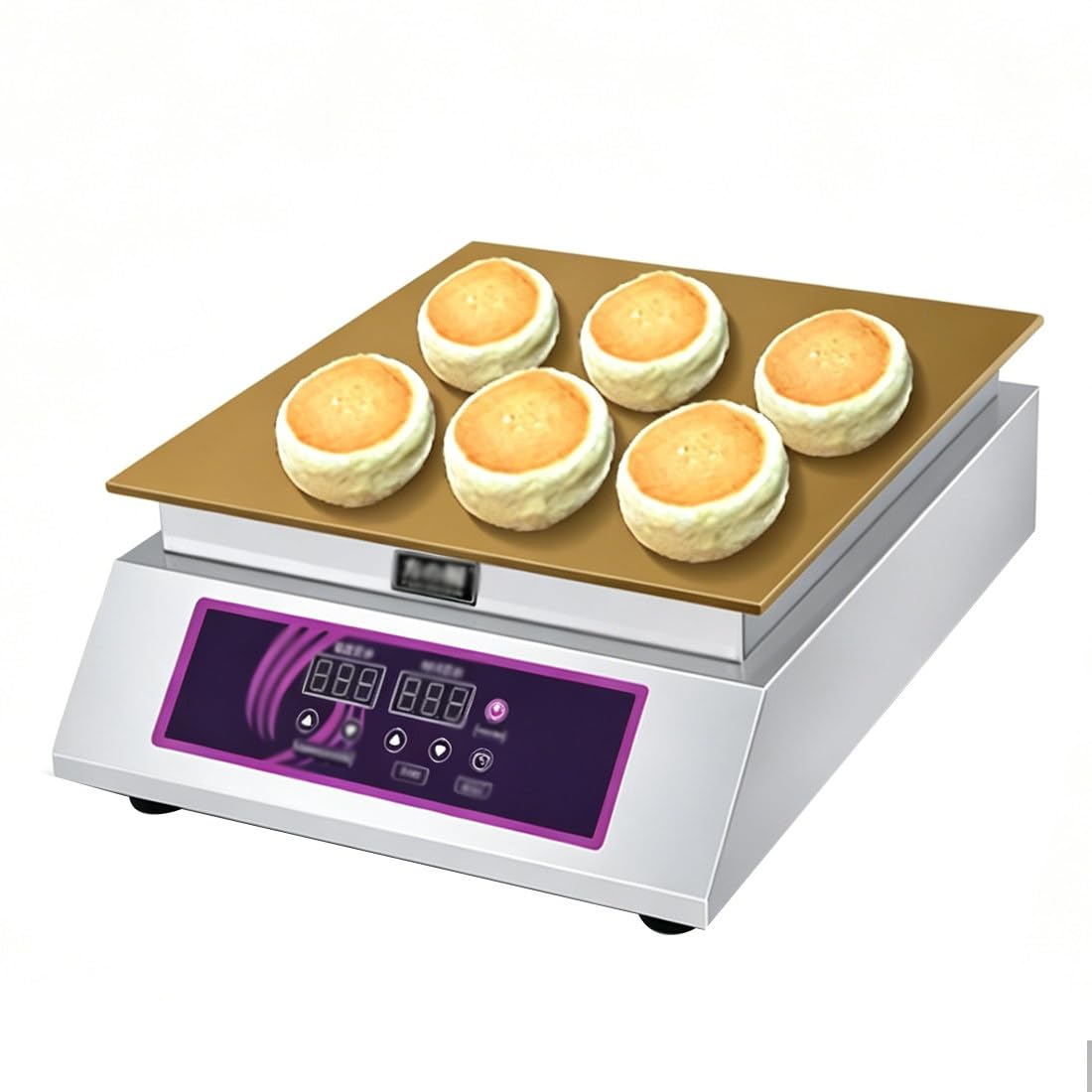QuinteZhenTially Commercial Pancake Maker,Electric Non-Stick Souffle & Muffin Maker Machine,with 0-260℃/60-240°C Temperature Control,for Home Kitchen Restaurant Bakery Leisure Snack Bar Singlehead