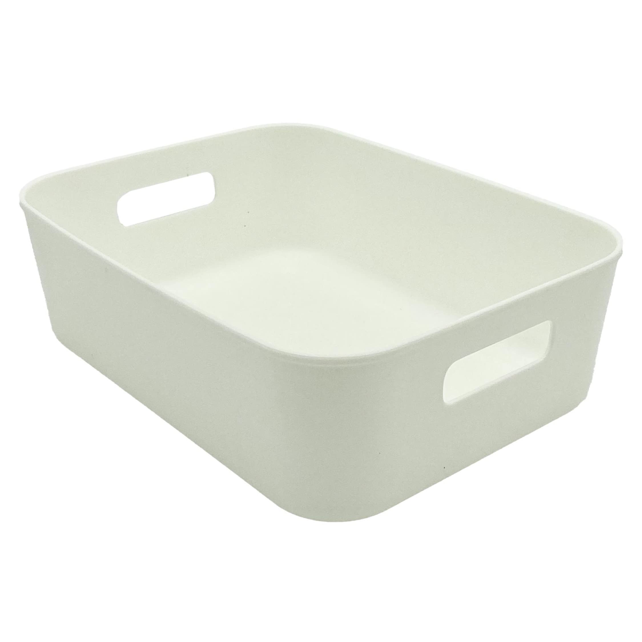White Box Basket Bin Storage Organizer for Pantry Cupboard (Small)
