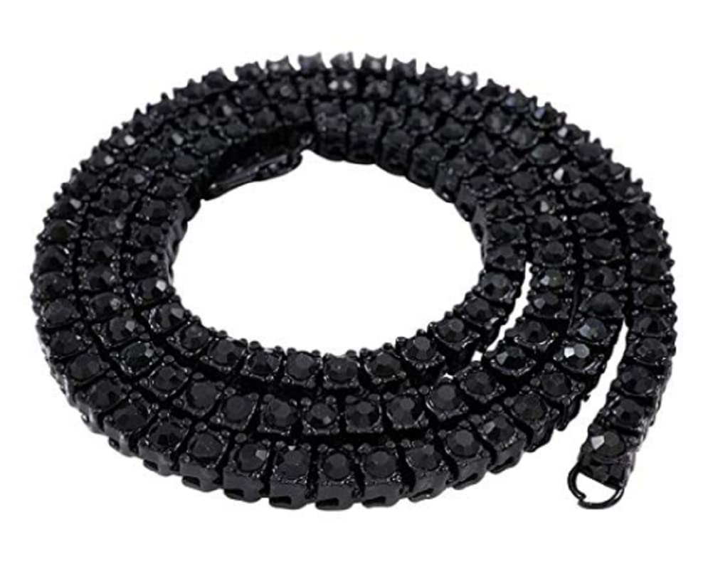 JECAXIN14K Gold Plated Iced Out Tennis Chain Men's Hip Hop Necklace with Size and Color Selectable 1-Row AAA Cubic Zirconia