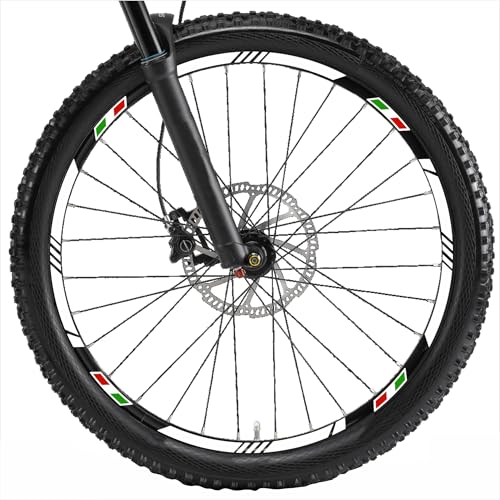 Decalart Kit adesivi Cerchi Ruote Bici Mtb mountain bike corsa 26 27,5 28 29 Pollici tricolore striscia strip completo 2 ruote decalcomanie strisce L002 (010 Bianco, 27,5 Pollici)