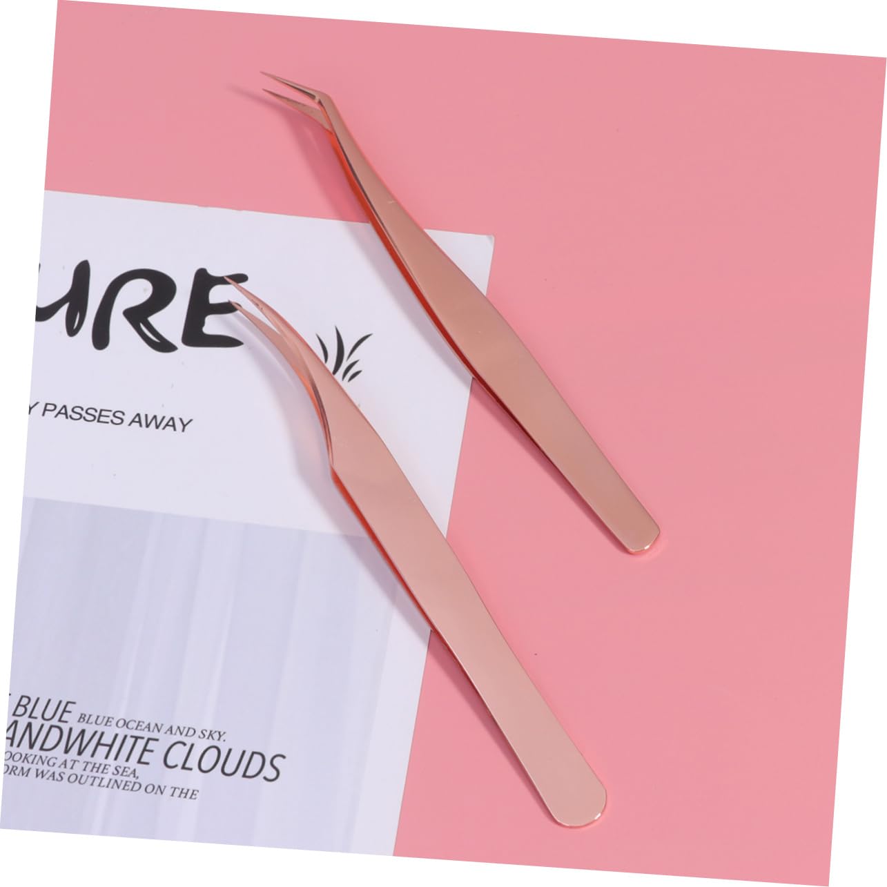 Housoutil 12pezzi Pinzette Per Extension Inossidabile Include e Confezione Rosa Per Isolare e Selezionare Falsi
