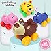 Liberty Imports 12 Pack Soft Animal Cars, Rubber Mini Toy Vehicles Push and Go Baby Cars with Wheels in Storage Bucket, Party Favors for Toddlers Kids Imaginative Play