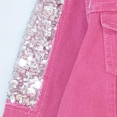 Peacolate 3-7Years Little Big Girl Pink Denim Jacket Butterfly Sequins Outwear3