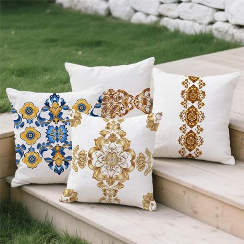 Housse coussin extérieur imperméable et déhoussable avec zip invisible lot de 4