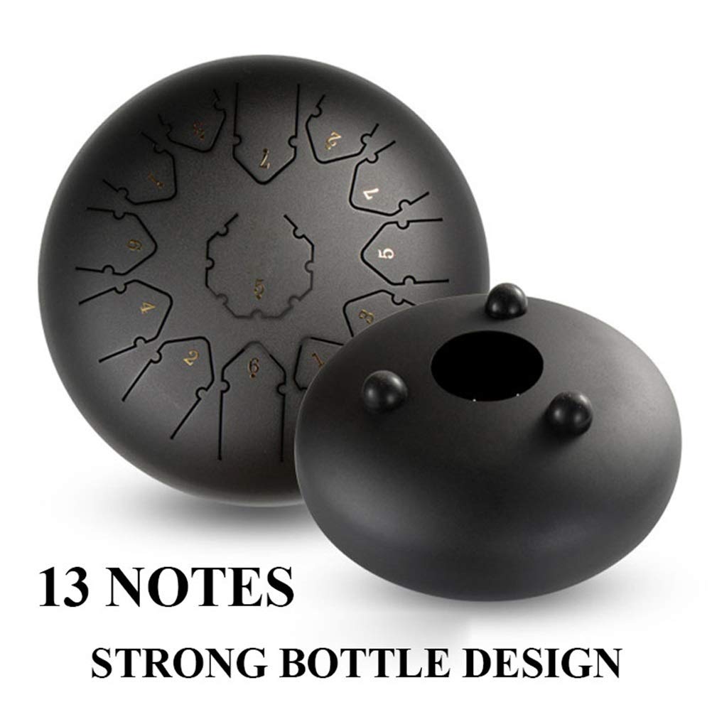 12 Pouces 13 Notes en Acier Tambour à Langue Instruments de Musique à Percussion Pan à Main Tambour de réservoir avec Un Sac de Transport Baguettes Handpan pour Le Yoga de méditation