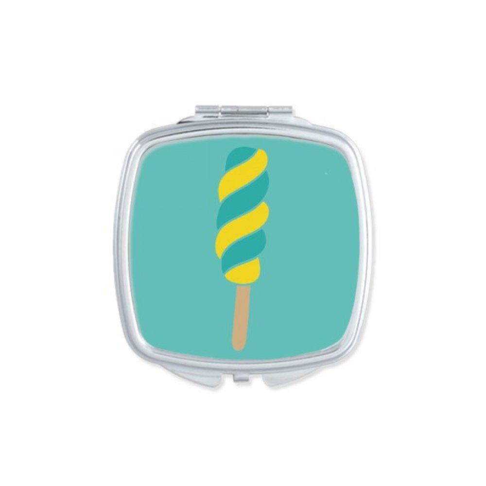 Miroir carré maquillage compact portable vert jaune à motif de spirale
