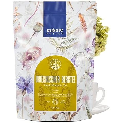 Griechischer Bergtee (200g) Monte Nativo | Kräutertee | Fein geschnitten, nachhaltig | Bergtee | Kräutertee lose - Sideritis Scardica | Stimulierender und gesunder Tee | Immunsystem stärken Cover