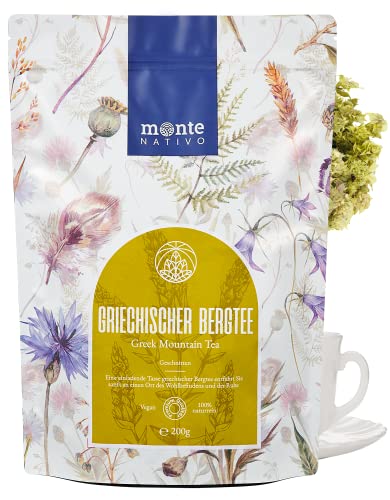 Griechischer Bergtee Monte Nativo (200g) - Greek Mountain Tea - Stimulierend und gesunder Sideritis Scardica - Immunsystem stärken - 100% natürlich - ohne Zusatzstoffe - Aromatischer Kräutertee lose