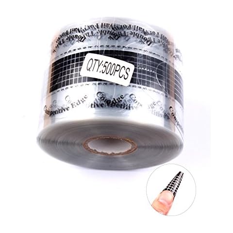 FingerAngel 500PCS Nail Art Forms Sticker Black Clear Extension Guide Self-adhesive Tips for Acrylic UV Gel Nail Art Cover