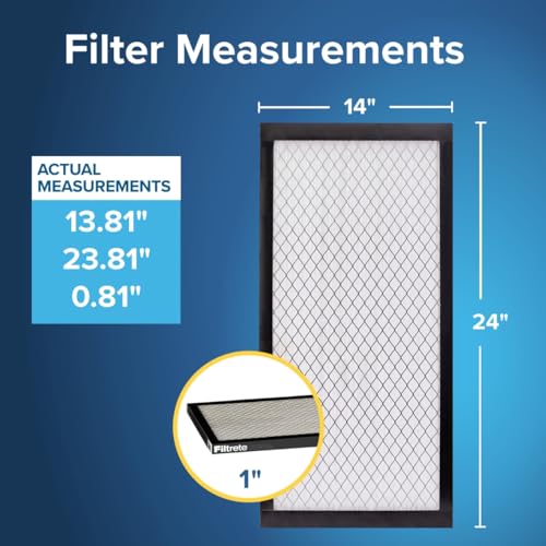 Image of Filtrete 14x24x1 AC Furnace Air Filter, MERV 14, MPR 2500, Premium Ultra Fine Particle, 3-Month Pleated 1-Inch Electrostatic Air Cleaning Filter, 2-Pack (Actual Size 13.81 x 23.81 x 0.81 in)