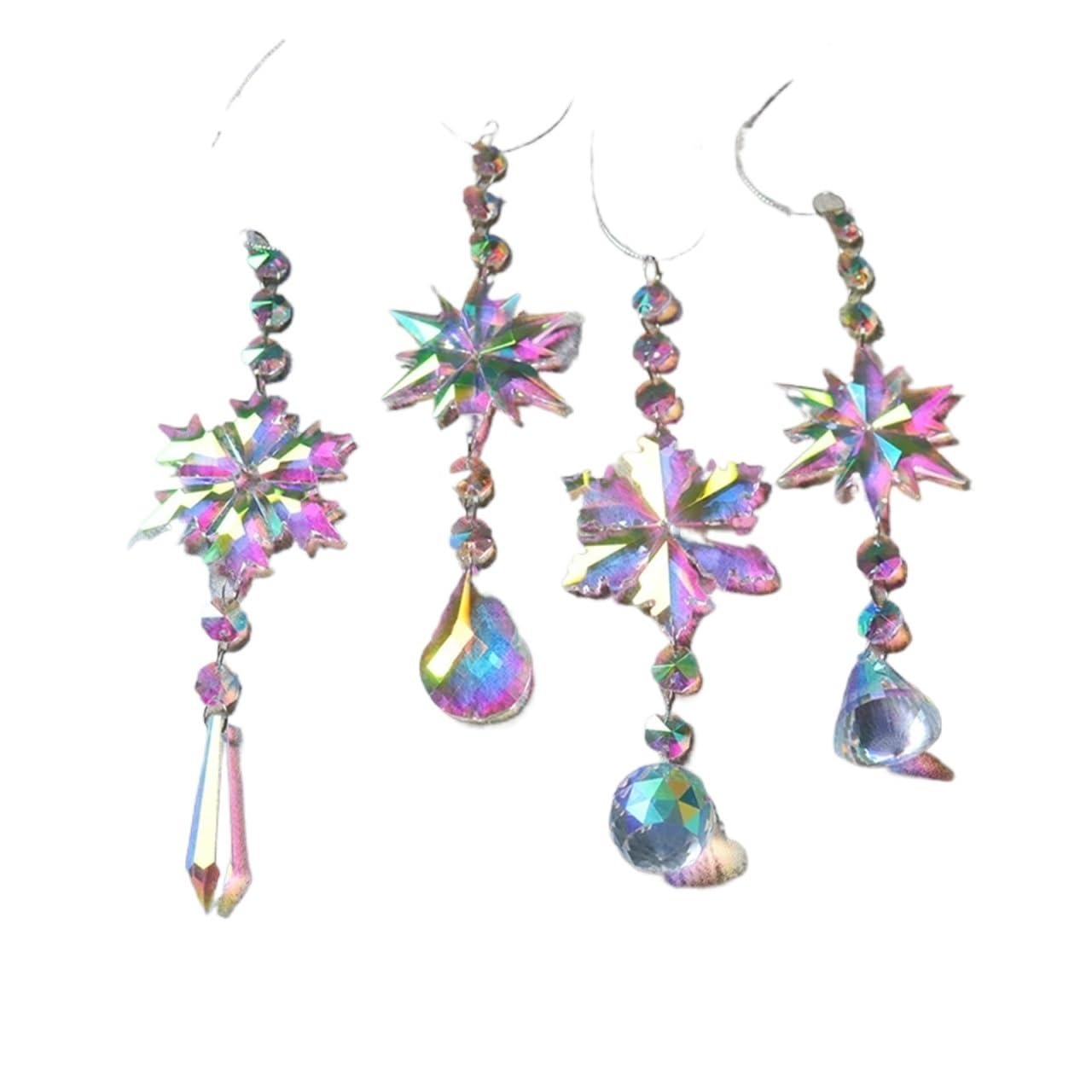 Yupliodsx 4In1 Crystal Suncatcher Wind Chimes Window Crystal Suncatcher Pendant Snow Sun Catchers To Hang Prismas Decoration Room Garden(4In1)