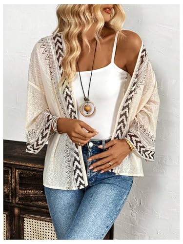 SOLY HUX Women's Long Sleeve Boho Cardigan Geo Printed Open Front Jackets Outerwear4