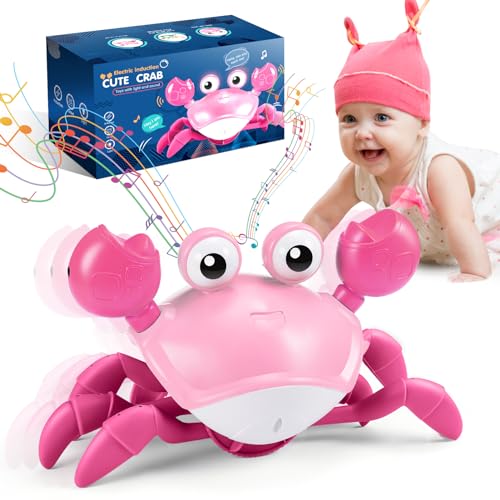 Toyzey Cangrejo Juguete Bebe Juguetes Niños 1 2 Año, Juguetes Bebes 3-6-12 Meses Ideas Regalo Niño Niña 1 2 Años Cangrejo Tummy Time Regalos Originales Cumpleaños Bebes 1 Año Juguetes para Bebes