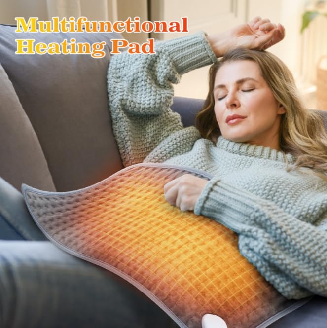 Heizkissen Heating Pad mit Abschaltautomatik, 9 Heizstufen, Wärmekissen Wärmetherapie für Rücken Nacken Schulter Bauch, Wärmedecke Heizdecke Rückenheizkissen, 58x29CM