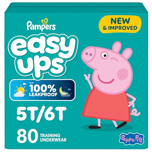 Image of Pampers Training Pants - Easy Ups Girls & Boys - Size 5T-6T, 80 Count, Peppa Pig Potty Underwear (Packaging May Vary)