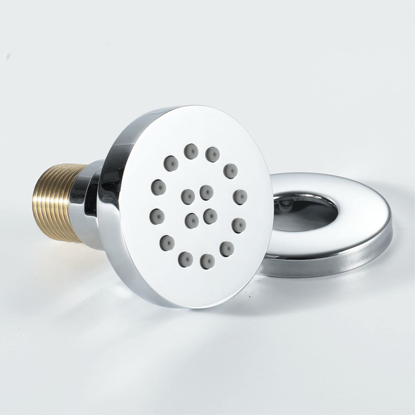 Jets de Pulvérisateur de Massage Ronde 2 Pouces Laiton Ensembles de Jet de Corps Mural Ajustable Latéral à Jet Buses de Massage Économie d'eau de Jets de Spa Réglables, Chrome,4 pcs