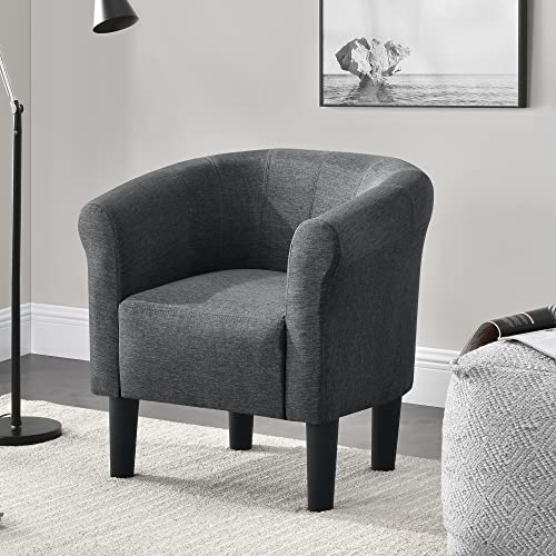 [en.casa] Fauteuil Chaise Siège Tissu Polyester Plastique Gris Foncé 70 x 70 x 58 cm