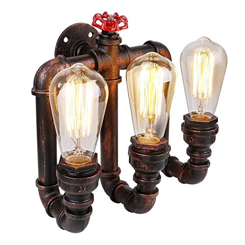 Luz de pared industrial de 3 cabezales para renovar la decoración nostálgica de habitaciones