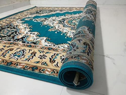 Image of Soft Traditional Washable Beautiful Acrylic Rugs for Home Decor Living Room 7x10 feet (210 x 300 CM) Super Blue