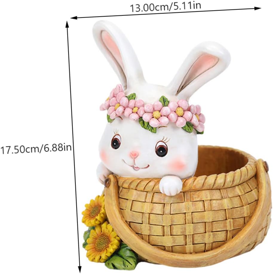 Kisangel Charming Rabbit Statue Planter Bonsai Succulent Pot Details for Indoor/