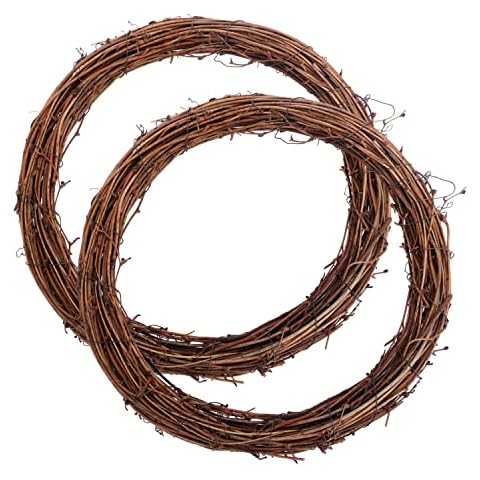 2 Pieces 30 cm Large Natural Grapevine Wreathes Vine Branch Wreath Halloween Rattan Wreath for Easter Door/Wall Decor Hand-woven Christmas Wreath (30cm) Cover
