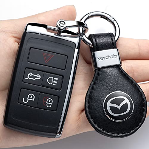 Juliet's Memory Leather Car Keychain Suit For Mazda Cx7 Cx5 Cx9 Cx-5 Cx3 Mx-5 Protege Valet Rotary Rx8 Series,Metal Car Logo Key Chain For Man And Woman, Keyring Family Present,Car Accessories,2 Pcs #TOP3