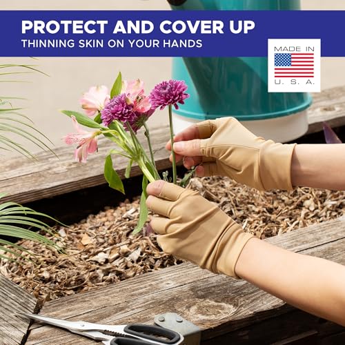 light skin tone fingerless gloves  made in usa  conceal bruises amp protect thinning skin