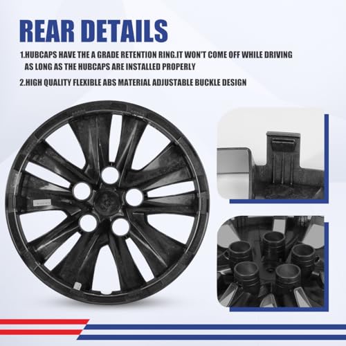 Image of Winjet 16 inch Hubcaps for 2020-2025 Nissan Sentra Wheel Rim Covers, [Only Fit Iron Hub & Steel Wheel] Heavy Duty ABS & PC Material Snap On Installation (16 Inch Set of 4, Lacquer)