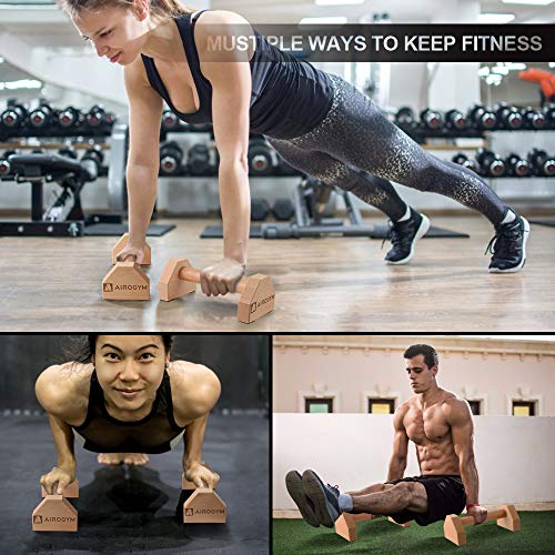Image of Push-up Stand, 2 PCS Wood Pushup Bars Non-Slip Base Exercise Home Workout Equipment, 30CM Wooden Parallettes Handle Stands Grip for Men Strength Training, Planks Calisthenics