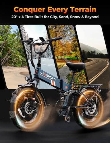 Image of Jasion X Hunter /PRO Electric Bike for Adults,1800W /1400W Peak 20''Fat Tire Foldable Ebike,Folding E Bike Up to 80 /70 Miles Range,720 /624WH Removable Battery,30 MPH E Bike,Certified by UL2849