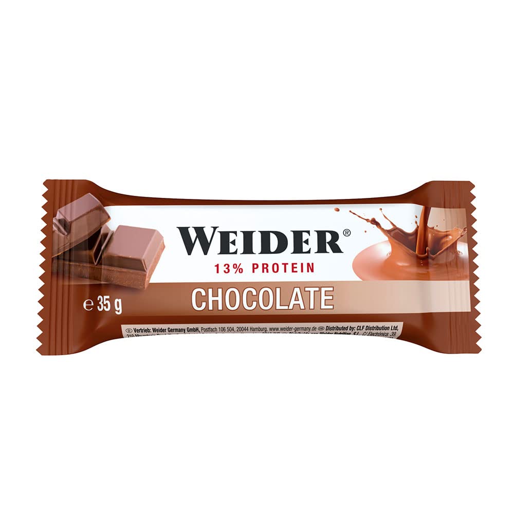 WEIDER Fitness Proteinriegel, leckere Eiweißriegel mit Schokolade, kleiner Protein Snack für Zwischendurch, praktischer Energieriegel für unterwegs, Box mit 24 x 35 g