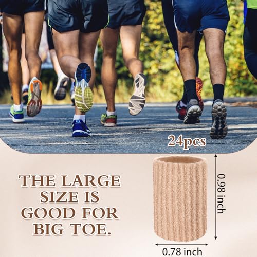 Image of Blulu 24 Pieces Toe Tubes 0.98 Inches Cushion Tube Corn Pads for Toes Sleeves Soft Gel Protectors for Cushions Corns Blisters Calluses 3 Size(Skin Color,Medium Size)