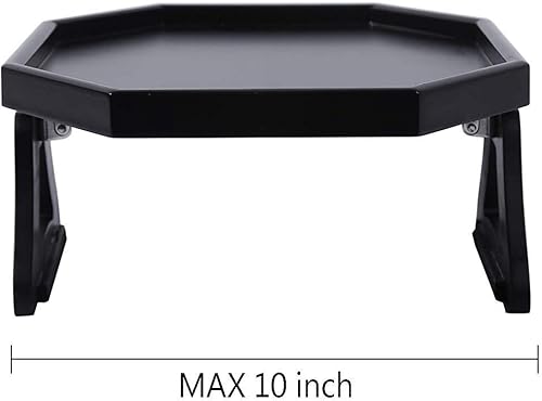 Miniatura 4 de Mesa de madera con clip para reposabrazos de sofá, bandeja organizadora de sillón reclinable (negro)
