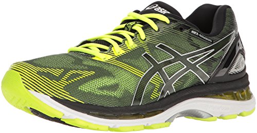 ASICS Men's Gel-Nimbus 19 Running Shoe, Black/Safety Yellow/Silver, 11 M US