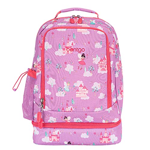 Bentgo® Kids 2-In-1 Backpack & Insulated Lunch Bag - Durable 16” Backpack & Lunch Container In Unique Prints For School & Travel - Water Resistant, Padded & Large Compartments (Fairies) #TOP2