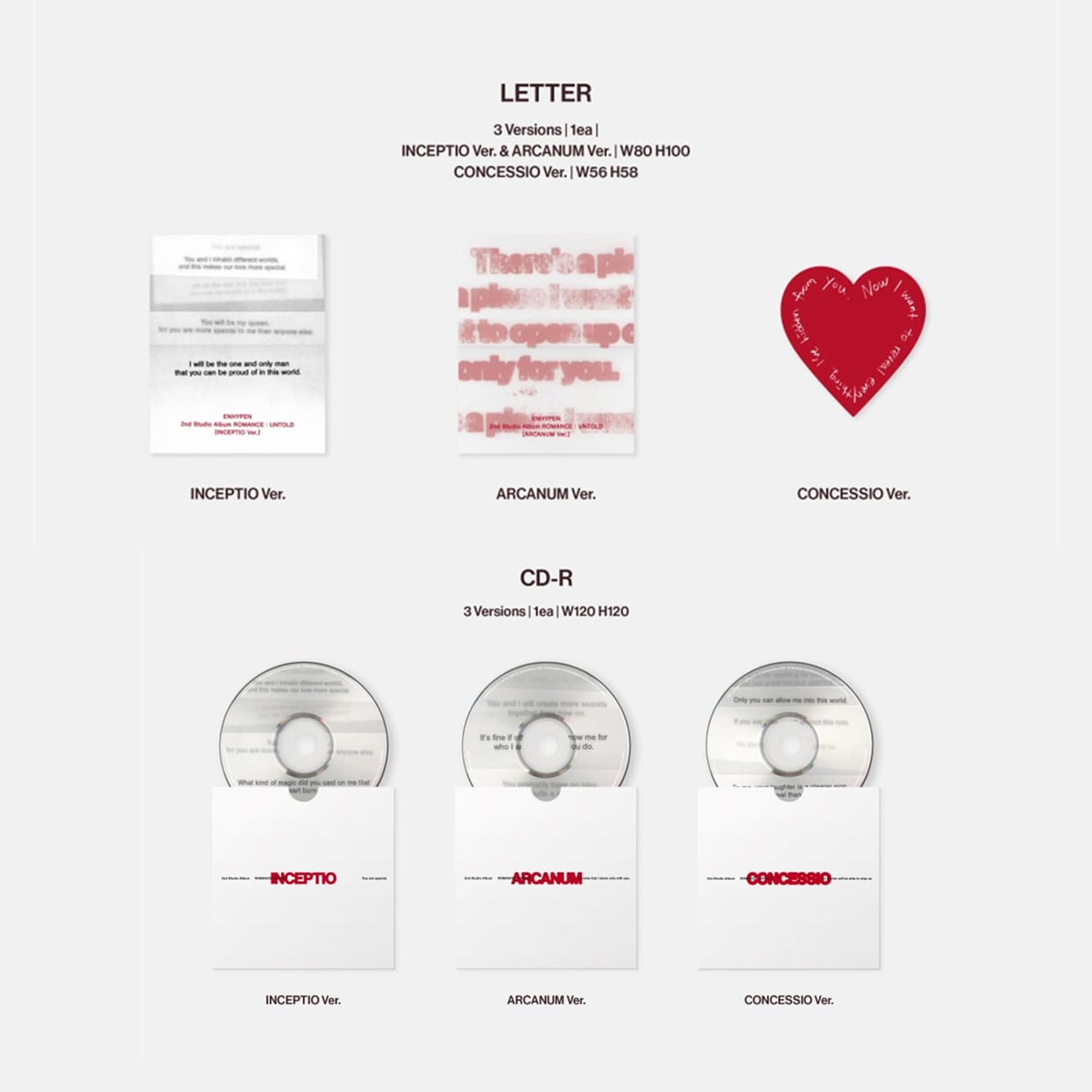 ENHYPEN - 2nd full album [ROMANCE : UNTOLD] (INCEPTIO Ver.) Photo Book + Paper Rings R + 2 Pin Badges + 4 Extra Photocards