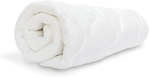 Cubrecolchón de bambú de rayón doble grueso con falda ajustada, almohadilla de bambú refrescante extra de felpa, relleno alternativo de plumón