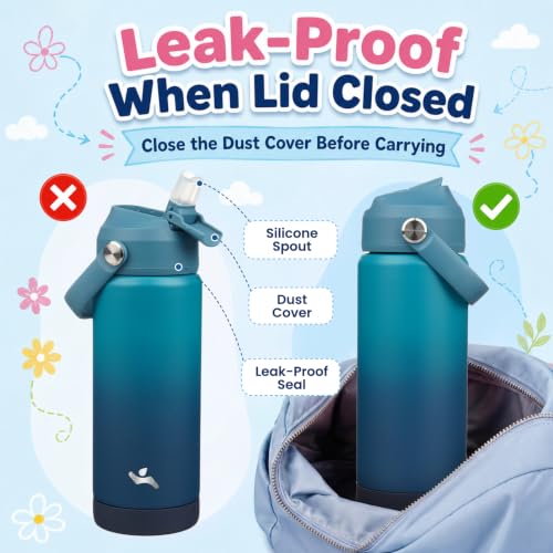 Image of Konokyo 18 oz Insulated Stainless Steel Sports Water Bottle with Straw Lid