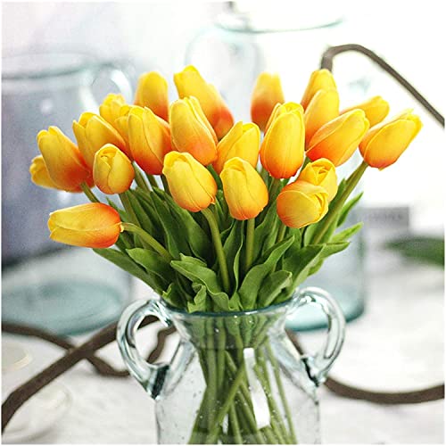 XDLEDMKIZ Flores Artificiales Que Combinan libremente con un Ramo de Tulipanes de imitación Multicolor. Flores de plástico para decoración de Bodas.