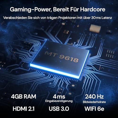Vidéo projecteur 4K Valerion VisionMaster Pro2, 3000 ISO Lumens, Contraste 15000:1, Zoom Optique 0,9-1,5X, Ultra Faible Latence 4ms, IMAX, Compatible Google Home & HomeKit, Gaming, Home Cinéma