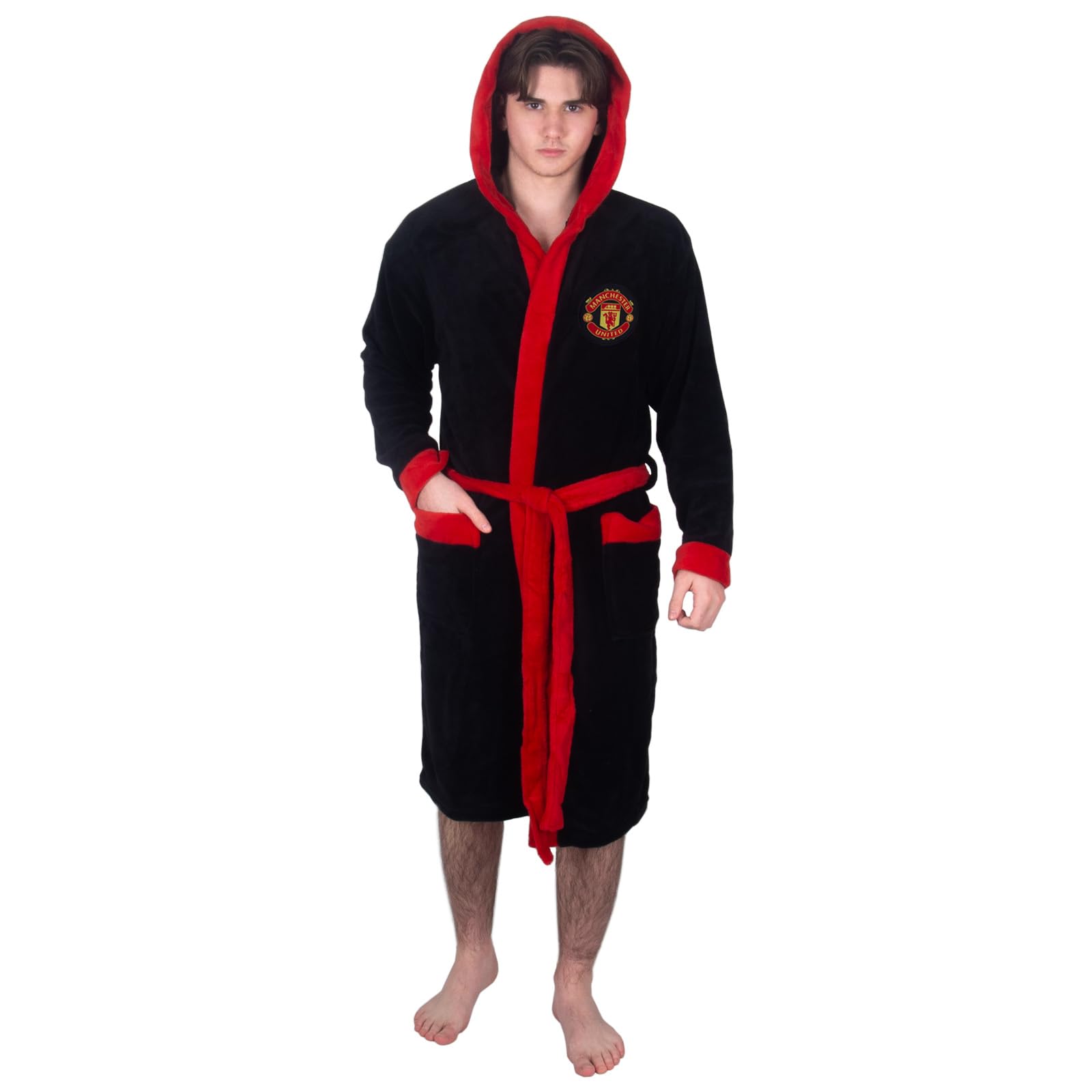 Manchester United FC Official Soccer Gift Mens Fleece Dressing Gown Robe