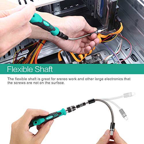 ORIA Precision Screwdriver Kit, 60 in 1 with 56 Bits Screwdriver Set, Magnetic Driver Kit with Flexible Shaft, Extension Rod for Mobile Phone, Smartphone, Game Console, Tablet, PC, Green