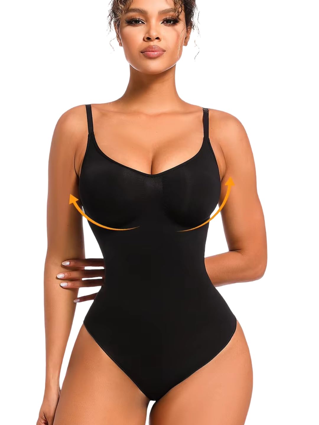 sonalvu Women's Seamless Shapewear Bodysuit, Tummy Control, Waist Snatching, Thong Design, Black-picture-16