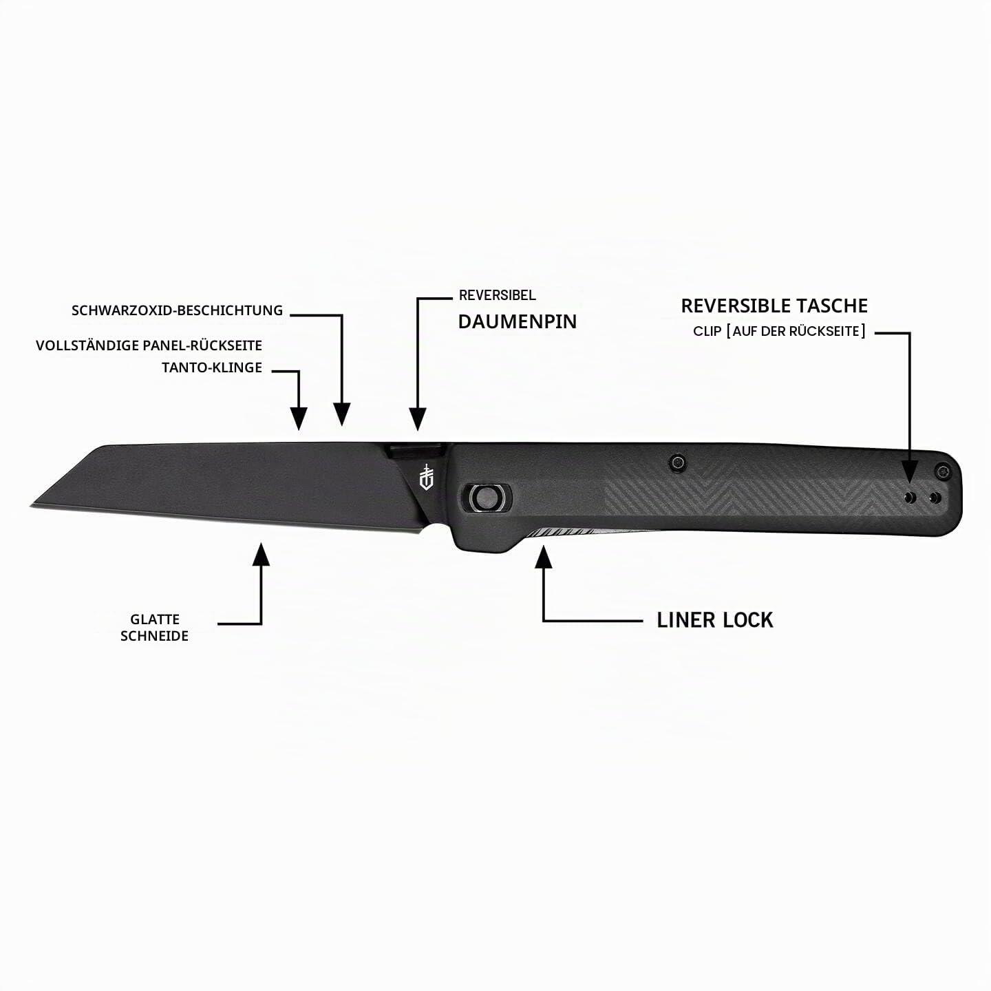 Gerber Taschenmesser mit Gürtelclip, Pledge, 7Cr17MoV Edelstahlklinge im Reverse-Tanto-Look, Griffschalen aus glasfaserverstärktem Nylon, Klingenlänge: 9,2 cm, 1067370