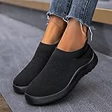 Try Before You Buy Trainers for Women Wide Fit Wedge Walking Sneakers Casual Fashion Non Slip Athletic Shoes Lightweight Low Top Lace Up Slip on Orthopedic Shoes for Women Black 7 - Image 7