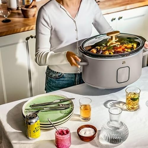 New Beautifuly 6 Qt Programmable Slow Cooker, Digital Timer, Removable Pot, Easy-Clean Design, Family-Size Slow Cooker for Convenient Everyday Cooking by D'rew Barry'more (Porcini Taupe) - Image 3