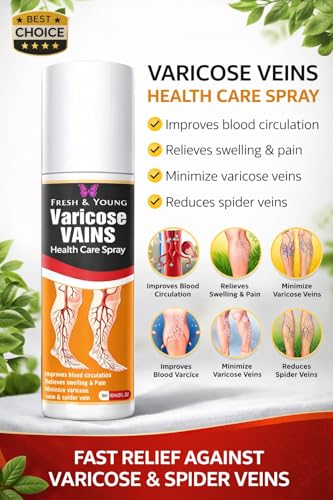 Image of Fresh & Young Varicose Veins Spray | Natural Formula for Fast Relief | Reduces Swelling, Relieves Pain & Improves Blood Circulation | Easy-to-Use Spray for Legs & Feet - 50 ml Pack of 3